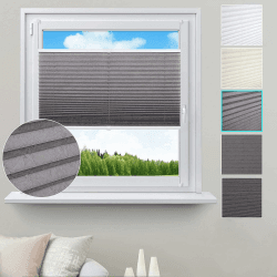 WOLTU Plissee ohne Bohren Klemmfix Faltrollo Jalousie Grau 60x100cm (BxH), Plisseerollo Crushed Optik Sichtschutz und Sonnenschutz Easyfix lichtdurchlässig Rollo für Fenster & Tür Grau Crush B60 x H100 cm