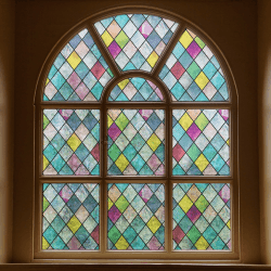 FEOMOS Fensterfolie Blickdicht Bunt, Regenbogen Gitter Folie Fenster Sichtschutz Selbsthaftend, Fensterfolien Statisch Haftend Anti-UV für Schlafzimmer Küche Wohnzimmer 60cm x 300 cm