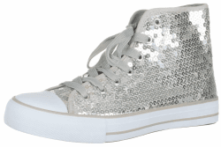 Brandsseller Damen Glitzer Sneaker Pailletten Halbhoch Damenschnürer Damenboots 38 EU Silber