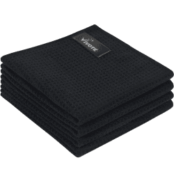 VIVOTE Mikrofasertücher Barista Tuch Schwarz Waffeltuch Spüllappen Waschbar Spültuch für Küche Dicke Haushalts Putzlappen Fusselfrei 30 cm X 30 cm 4 Stück