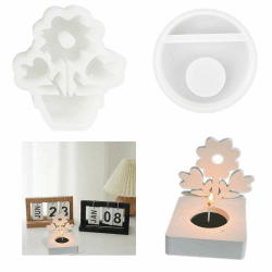 Silikonformen GießFormen Kerzenhalter,DIY Kombination Silikonform Kerzenhalter,Silikonform GießFormem Giessformen für Kunsthandwerk(Blumenform Plugin-B + Kerzenständer)