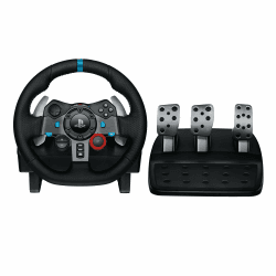 Logitech G G29 Driving Force Racing Wheel und Bodenpedale, Real Force Feedback, Edelstahl-Schalthebel am Lenkrad, Leder-Lenkradbezug für PS5, PS4, PC, Mac – Schwarz