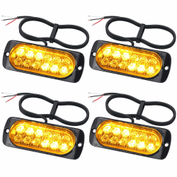 EYPINS 4X 12 LED Frontblitzer, Blinklicht Stroboskop Warnlicht Warnleuchte Notfall Warnung Blitzer Dash Strobe 48W 18 Blinkmodi für 12/24V Truck Traktor LKW Auto Emergency Gabelstapler, E57, Orange