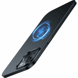 TORRAS Dr. Ultra Dünn 2024 Neu für iPhone 15 Hülle für MagSafe [TOP Magnetkraft] Samtiger Griff & Elegantes Aussehen Handyhülle iPhone 15 Case Extrem Stoßfest Kratzfest Hülle iPhone 15 Schwarz