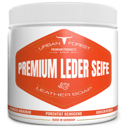 Lederseife 500ml Sattelseife Lederpflege für Profis | Intensiv Lederwaschmittel zur Lederreinigung | Auto Leder- & Polster-Reiniger | Waschkonzentrat mit biologischen Inhaltsstoffen | URBAN Forest®
