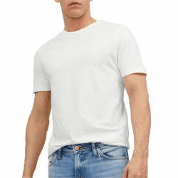 JACK & JONES Male T-Shirt Einfarbig Rundhals T-Shirt L White/Detail:slim