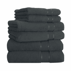 Mixibaby Handtuch 6er Set 2X Duschtuch 2X Handtuch 2X Gästetuch 100% Baumwolle Frottee, Farbe:Antrazit