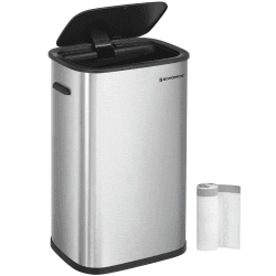 ‎SONGMICS Mülleimer Küche 50 Liter, Abfalleimer mit Sensor, automatisch, berührungslos, mit Softclose-Deckel, Klemmring für Müllsäcke, aus Edelstahl, 15 Müllbeutel inklusive, silbern LTB610E50