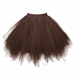 Karneval Damen 80er Puffy Tüllrock Tütü Röcke Tüll Petticoat(MEHRWEG) S-L Braun