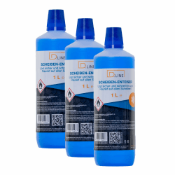 D.LINE Scheibenenteiser Nachfüllpack 1 Liter, löst sicher und schnell EIS und Raureif auf Allen Scheiben, Set (3)