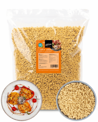 Planeo Soja Granulat 2kg - Veganer Fleischersatz, Gentechnikfrei, Sojafleisch Alternative zu herkömmlichen Fleisch perfekt für Bolognese oder andere Soßen