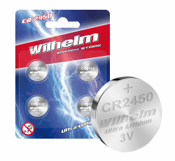 4 x CR2450 WILHELM Lithium Knopfzelle 3V 600mAh ø24,5x5,0mm Batterie DL 2450 CR 2450