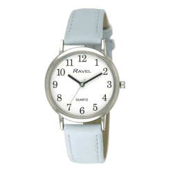 Ravel - Damen-Armbanduhr, Pastellfarben, Everyday Silver Tone – Quarz Analog – R0137 Klein - 27mm Uhrengehäuse Blau