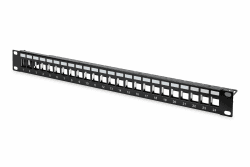 DIGITUS Patchpanel - Modular - Für Keystone-Module - 19-Zoll - 24-Port - Geschirmt - Rack-Montage 1HE - Schwarz