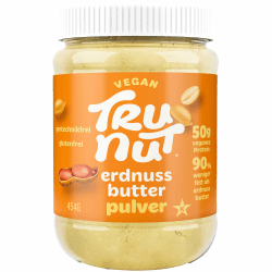 Tru-Nut Vegan Erdnussbutter Pulver, 454g - Ideal für Smoothies & Porridge - Proteinreich - 75% weniger Kalorien - Glutenfrei - Ohne Gentechnik - Erdnussbutter flavour pulver