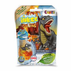 INKEE SURPRISE DINO | Badekugeln Kinder mit Überraschung , Ei-Form Badebombe 100g mit Dinosaurier Figuren , Apple Ice Tea Aroma
