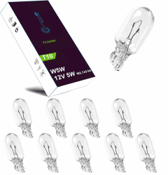 LIGHTWORLD24 10 x W5W T10 12V 5W Standlicht Lampe Sockel 2.1x9.5d Glassockellampe Signallampe Parklicht Positionslicht Fahrzeuginnenraum Weiß