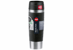 Emsa N20220 Travel Mug Classic Isolierbecher 0,5 Liter | neuer Komfort-Schraubverschluss | Edelstahl | 6h heiß und 12h kalt | 100% dicht | spülmaschinenfest | 360°-Trinköffnung | Schwarz