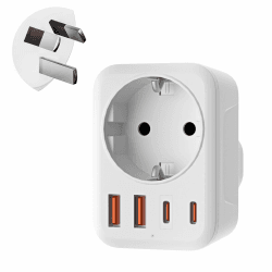 Denlane Adapter Australien, 5 in 1 Reiseadapter Australien mit 1 AC & 2 USB-C & 2 USB-A(3.4A), Adapter China Neuseeland Deutschland Stecker, Adapter Argentinien Fidschi, Reisestecker Typ I