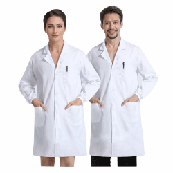 JXCTNNU Laborkittel Weiß Kittel Arztkittel Unisex Chemie Schutzkleidung Herren Damen Langarm Medizin Mäntel Medizinische Uniform mit Knöpfen und 3 Tasche für Labor, Studium, Arbeit M Weiß