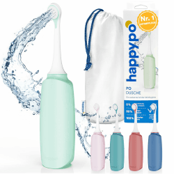 HappyPo – Po Dusche mit Aufbewahrungstasche – Optimiertes Design – Portable Bidet - sanft zur Haut – für Damen, Herren und Kinder – für Po und Intimbereich – sanft und sauber – Mint