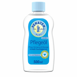 Penaten Pflegeöl (500 ml), sanftes Baby Massageöl & pflegendes Babyöl für zarte Babyhaut, reinigendes Körperöl für Neugeborene & sensitive Haut, sanfte Babypflege ohne Parabene & Farbstoffe