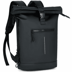 Lekeinchi Rolltop Rucksack Wasserdicht für Damen & Herren, Großer Laptop Rucksack mit Computerfach für 17 Zoll Laptop, Elegant Reiserucksack Daypack für Reisen, Radfahren, Uni Schule- Schwarz L 1.schwarz
