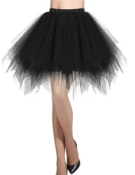 DRESSTELLS Karneval Kostüm Tüllrock Tütü Rock Fasching Cosplay Röcke Kurz 80er Party Unterrock Ballett Tanzkleid Petticoat Schwarz M