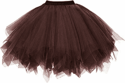 Girstunm Damen Tutu Tüllrock 50er Vintage Tüllrock Petticoat Mehrfarbig Bubble Tanzkleid Rock Unterrock Tütü Kurz Ballett M Schokolade