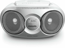 Philips Tragbarer CD Player/Digital UKW, Dynamischer Bass-Boost, Audioeingang/Radio CD, AZ215S/12, Silber