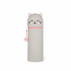 Legami - Kawaii 2-in-1 Schulmäppchen aus weichem Silikon, Tischstifthalter, Reißverschluss, Buntstifte, Marker, H 18,5 cm Kitty