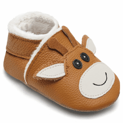 IceUnicorn Krabbelschuhe Baby Winter Krabbelschuhe Gefüttert Plüsch Hausschuhe Baby Lauflernschuhe Warm Weiche Leder Babyschuhe 12-18 Monate Kurkuma Giraffe