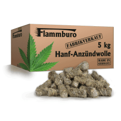 5 kg FLAMMBURO Anzündwolle, Kaminanzünder, Ofenanzünder - Holzfreie Anzünder aus Hanffasern - Noch nachhaltiger - 100% nachwachsende und pflanzliche Rohstoffe (5kg-Vorratskarton)