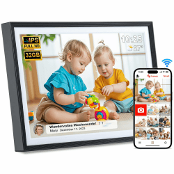 Digitaler Bilderrahmen WLAN 10,1 Zoll, 1280 x 800 HD IPS-Touchscreen Elektronischer Bilderrahmen mit 32 GB Speicher, Automatische Drehung, Teilen von Fotos oder Videos überall über Frameo App