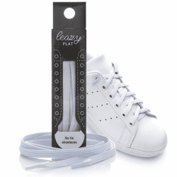 leazy flat Elastische Schnürsenkel – Das Flache, Flexible Schuhband zum Einhaken Weiß L: Bis 6 Ösen pro Seite