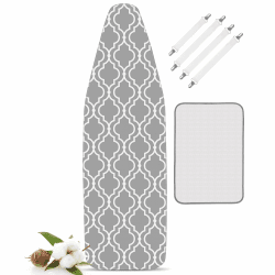 LaFleurs Bügelbrettbezug 120x40 mit Bügeltuch, Bügeltischbezug für Dampfbügelstation, 4 Größen, Baumwolle Komfortpolster, Bügelbezug für 110-122cm x 30-40cm Bügelbrett Bezug, Schnelles Bügeln, M
