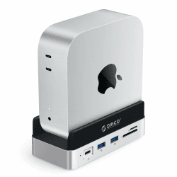 ORICO VS10 MiniDock und Standfuß für Mac Mini M4/M4 Pro, 10 Anschlüsse mit M.2 SSD Slot, USB A 3.2, USB C 3.2, HDMI 2.0, RJ45, USB C PD 100W, SD/TF 3.0, 2 USB A 3.0, 10Gbps USB C zu C Kabel