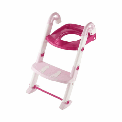 Kidskit Toilettentrainer 3in1, 3-farbig - Babytoilettentrainer - Toilettentrainer - Babyleiter - Babytreppe - Kinderwcsitz - Kindertoilettentrainer - verstellbar - rosa