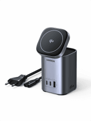 USB C Ladegerät 65W, UGREEN Nexode Qi2 Ladegerät 15W Netzteil GaN Wireless Charger 4-in-1 Ladestation mit induktivem Ladeständer kompatibel mit MacBook Pro/Air, iPhone 12-16 Serien