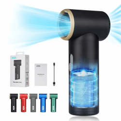 Kica JetFan Mini - Tragbarer Handventilator, USB Ventilator, 14 Stunden Betriebszeit, Stufenlose Geschwindigkeitsregelung, Metallmaterial, für Reisen, Büro, Zuhause, Sommergeschenke - Schwarz