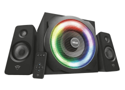 Trust Gaming GXT 629 Tytan 2.1 PC Lautsprecher mit Subwoofer, 120 W, 3,5 mm AUX Klinke, PC Boxen mit RGB LED Beleuchtung, Gaming Lautsprecher für PC, Laptop, Computer, Tablet, Smartphone - Schwarz