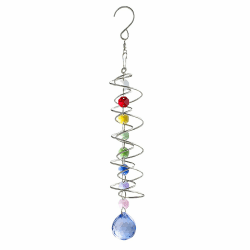 Goiern Sonnenfänger, Windspiel mit Blick auf Kugel, Spiralschwanz, dekorativer Kristall-Windspiel, 45 cm, Windspiel, Sonnenfänger mit Sieben Chakra-Perlen(C)