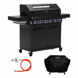 TAINO PLATINUM YAMARA DARK 6+2 Set Gasgrill Stahl 6 Brenner Keramik Sear-Burner Keramik Backburner Piezo-Zündung Abdeckhaube