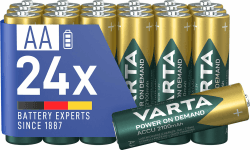 VARTA Batterien AA, wiederaufladbar, 24 Stück, Akku, Power on Demand, 2100 mAh Ni-MH, vorgeladen, sofort einsatzbereit [Exklusiv bei Amazon]