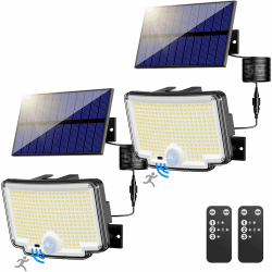 nipify 2 Stück Solarlampen für Außen mit Bewegungsmelder, 310 LED Super Helle 3 Modi Solarleuchte Aussen mit 270° Weitwinkelbeleuchtung, IP65 Wasserdichte Solar Wandleuchte mit 5M Kabel für Garten