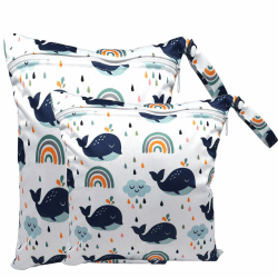 Loscarol,2 Stück wetbag Kindergarten groß，nasstasche Wet Bag windeltasche klein，nassbeutel Kindergarten personalisiert for Baby stoffwindeln (Alpaka) Rosa Alpaka