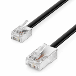 deleyCON 1m Telefonkabel RJ11 auf RJ45 Modularkabel Flachkabel RJ11 Stecker zu RJ45 Netzwerk Stecker Telefondose Modem Router Fax ISDN DSL VDSL Internet Schwarz