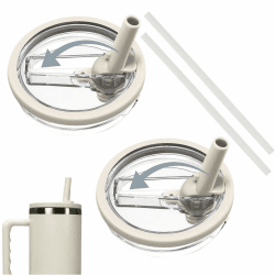 Ersatzdeckel für 40oz Becher, 2 Stück Wiederverwendbarer Auslaufsichere und Staubdichte Tumbler Abdeckungen Becher mit Strohhalm Deckel Ersatzdeckel für Stanley Cup Zubehör (Weiβ)