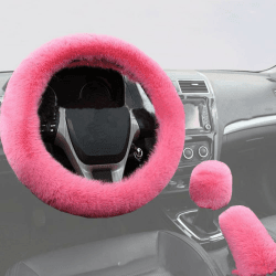 3 Stück Auto Lenkradabdeckung Plüsch Winter Universal Lenkradbezug Teleskop Lenkrad Abdeckung weich bequem Steering Lenkradschoner Anti Rutsch Lenkradbezug Auto Zubehör für Frauen