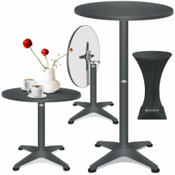 KESSER® 2in1 Stehtisch klappbar Bistrotisch 1er Set | Aluminium Edelstahlplatte | höhenverstellbar 70cm / 115cm | Partytisch Tisch Ø 80cm | In- & Outdoor | Empfangstisch | Klapptisch Anthrazit